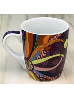 CIRQUE DU SOLEIL 4" 12oz Purple Colorful Ceramic Tea COFFEE MUG Cup Acrobats EUC